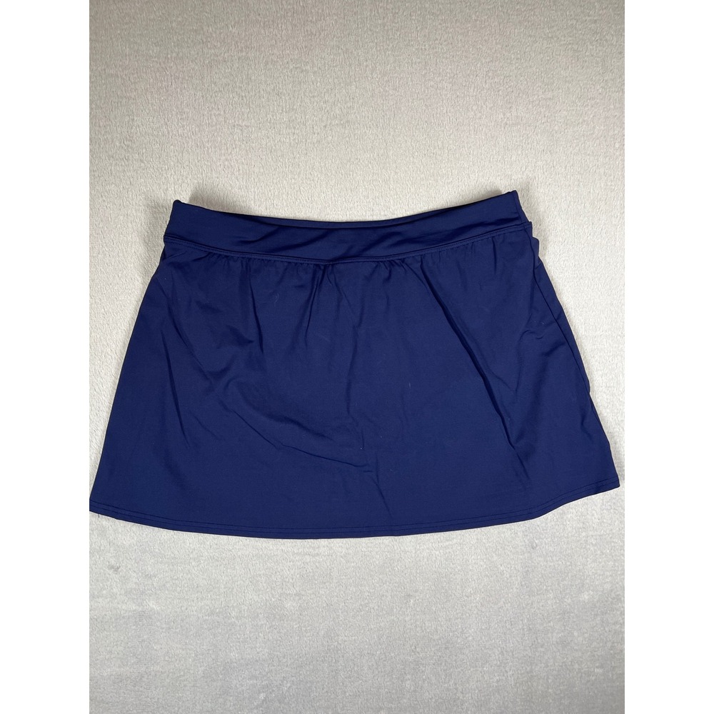 Lands End Womens Navy Blue Solid Swim Skirt with Brief Bottom Size 12 - Picture 5 of 7